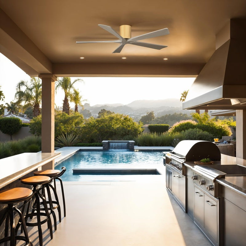 Matthews Fans Irene-5H 60in 5-Blade Flush Ceiling Fan | Contemporary Gray Ash Wood and Light Maple | Large Living Room & Family | Model IR5H-LM-GA-60