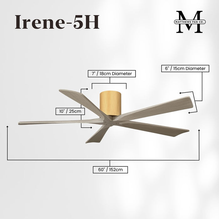 Matthews Fan Irene-5H 60" 5-Blade Flush Paddle Fan, Gray Ash