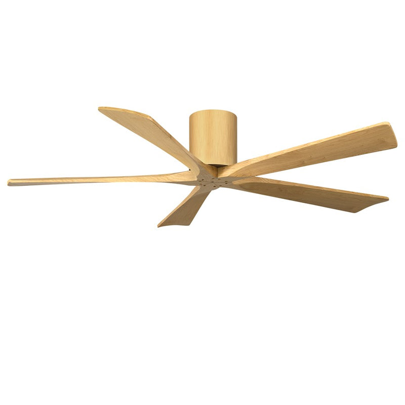 Matthews Fans Irene-5H 60in 5-Blade Flush Mount Ceiling Fan | Contemporary Light Maple Tone Solid Wood | Great Rooms & Open | Model IR5H-LM-LM-60
