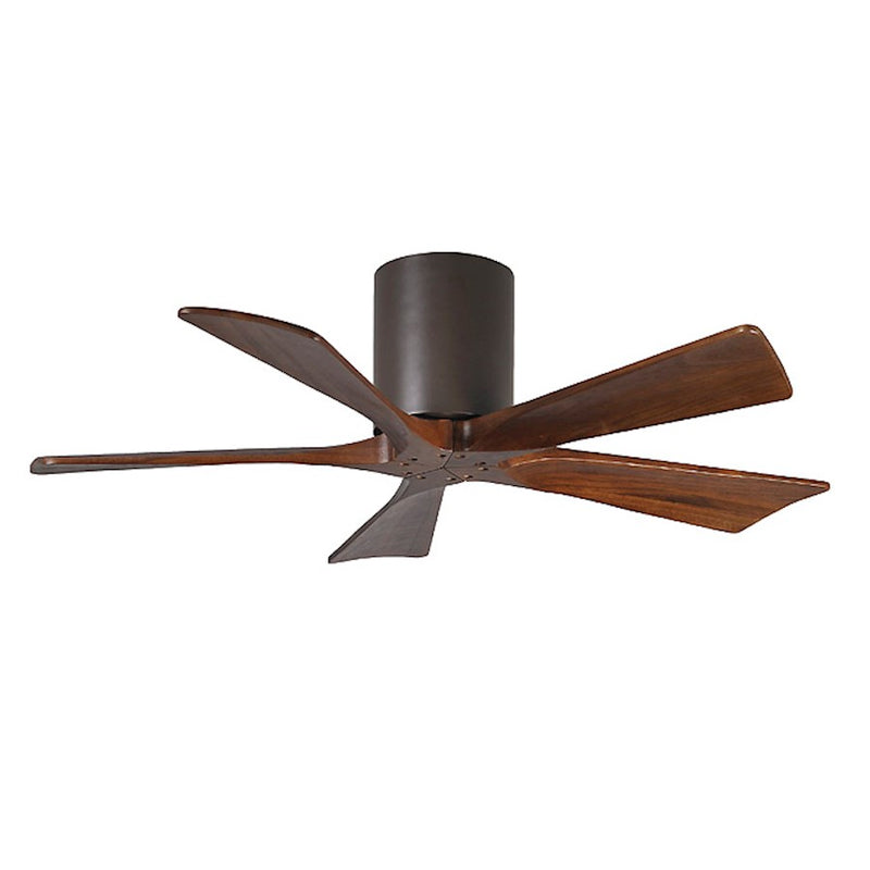 Matthews Fan Irene-H 42in 5-Blade Flush Mount Ceiling Fan | Textured Bronze and Walnut | Bedroom & Living Room | 42 x 42 x 10 in | Model IR5H-TB-WA-42
