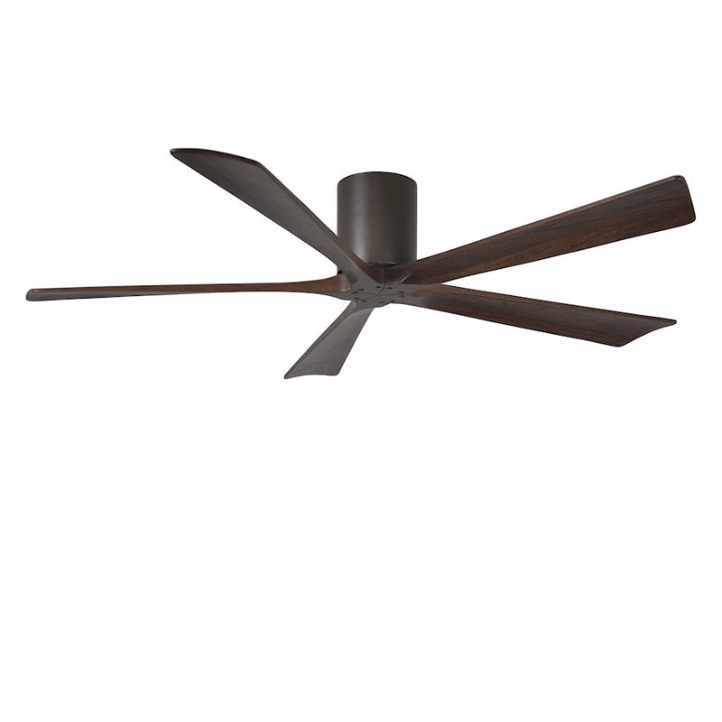 Matthews Fan Irene-5H 60in 5-Blade Flush Ceiling Fan | Rustic Modern Textured Bronze and Walnut Wood | Living Room & Covered | Model IR5H-TB-WA-60