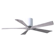 Matthews Fan Irene-5H 52in 5-Blade Flush Ceiling Fan | Rustic Modern Gloss White and Barn Wood | Living Room & Covered Patio | Model IR5H-WH-BW-52