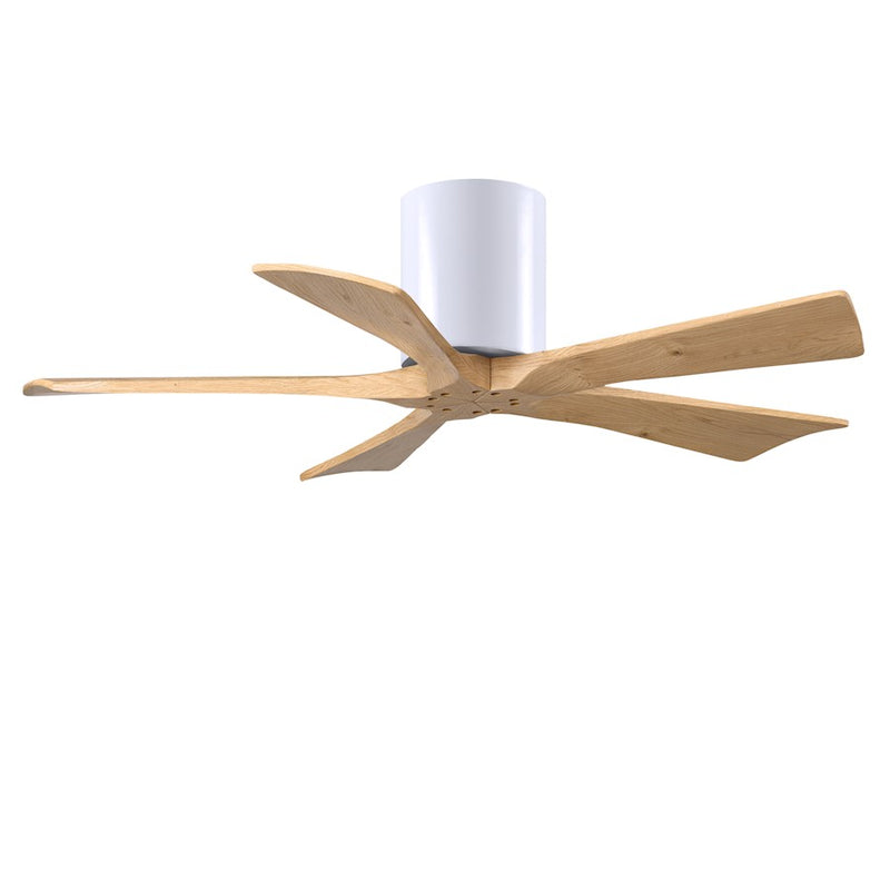 Matthews Fans Irene-5H 42in 5-Blade Ceiling Fan | Contemporary Matte White and Light Maple Solid Wood | Bedroom & Living Room | Model IR5H-WH-LM-42