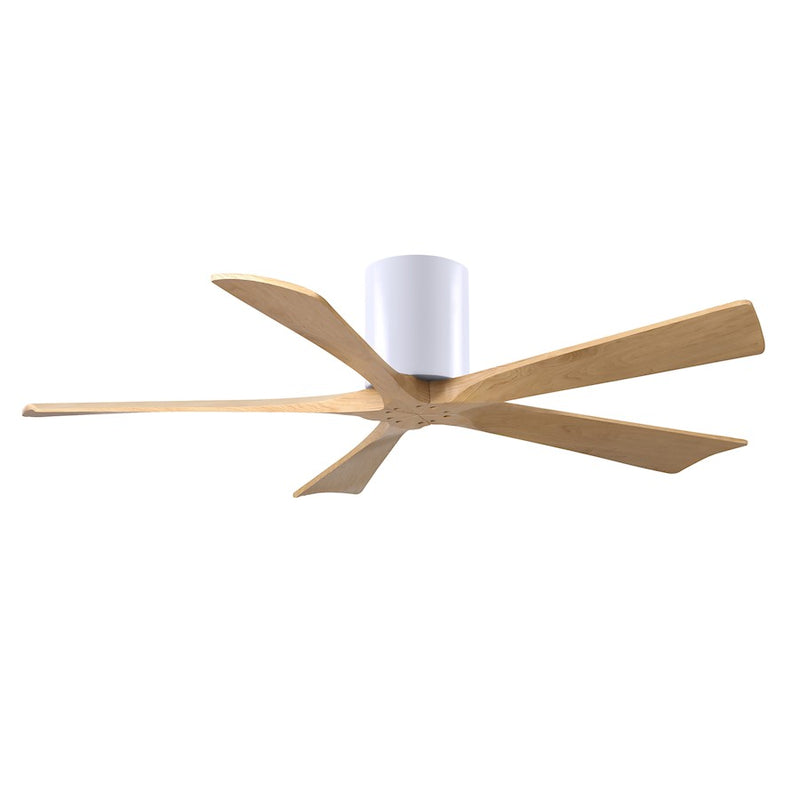 Matthews Fans Irene-5H 52in 5-Blade Ceiling Fan | Contemporary Matte White and Light Maple Wood | Living Room & Bedroom | Model IR5H-WH-LM-52
