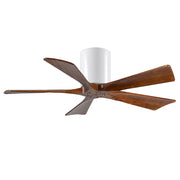 Matthews Fan Irene-H 42in 5-Blade Flush Mount Ceiling Fan | Gloss White and Walnut Tone Solid Wood | Bedroom & Covered Patio | Model IR5H-WH-WA-42
