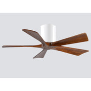 Matthews Fan Irene-H 42in 5-Blade Flush Mount Ceiling Fan | Gloss White and Walnut Tone Solid Wood | Bedroom & Covered Patio | Model IR5H-WH-WA-42