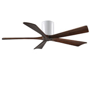 Matthews Fan Irene-H 52in 5-Blade Flush Mount Ceiling Fan | Gloss White and Walnut Tone Solid Wood | Living Room & Covered | Model IR5H-WH-WA-52