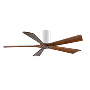 Matthews Fan Irene-H 52in 5-Blade Flush Mount Ceiling Fan | Gloss White and Walnut Tone Solid Wood | Living Room & Covered | Model IR5H-WH-WA-52