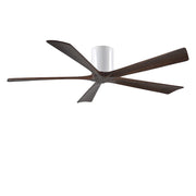 Matthews Fan Irene-H 60in 5-Blade Flush Mount Ceiling Fan | Gloss White and Walnut Tone Solid Wood | Great Room & Covered Patio | Model IR5H-WH-WA-60