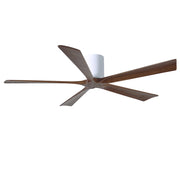 Matthews Fan Irene-H 60in 5-Blade Flush Mount Ceiling Fan | Gloss White and Walnut Tone Solid Wood | Great Room & Covered Patio | Model IR5H-WH-WA-60