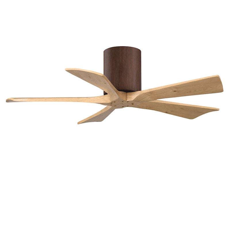 Matthews Fans Irene-5H 42in 5-Blade Ceiling Fan | Rustic Walnut and Light Maple Solid Wood Blades | Bedroom & Small Living Room | Model IR5H-WN-LM-42