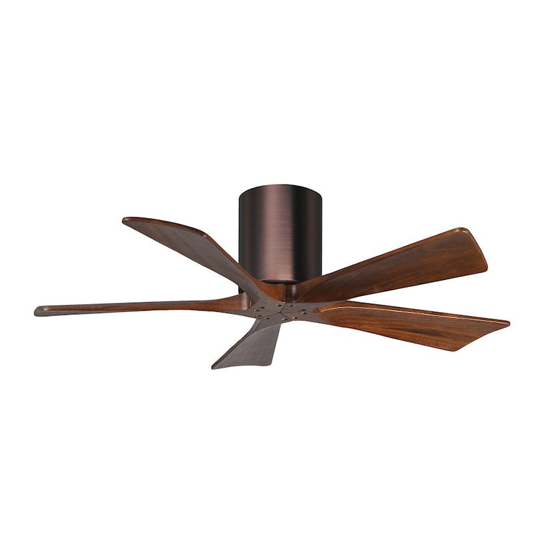 Matthews Fans Irene-5HLK 42in 5-Blade LED Ceiling Fan | Rustic Brushed Bronze and Walnut Solid Wood | Bedroom & Covered Patio | Model IR5HLK-BB-WA-42