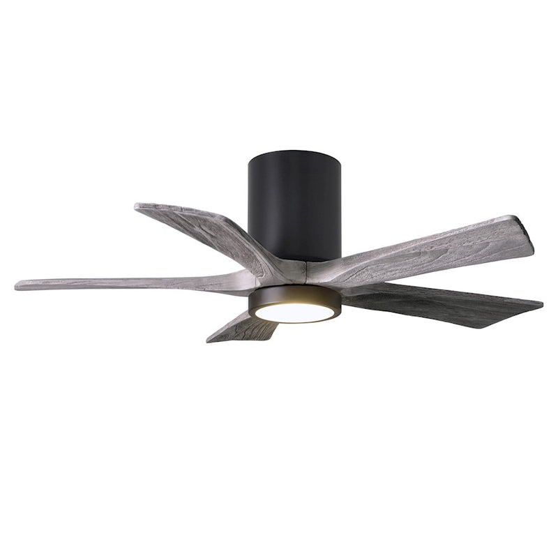 Matthews Fan Atlas Irene-HLK 42in 5-Blade Flush Mount Ceiling Fan | Matte Black and Barn Wood with LED Light | Bedroom | Model IR5HLK-BK-BW-42