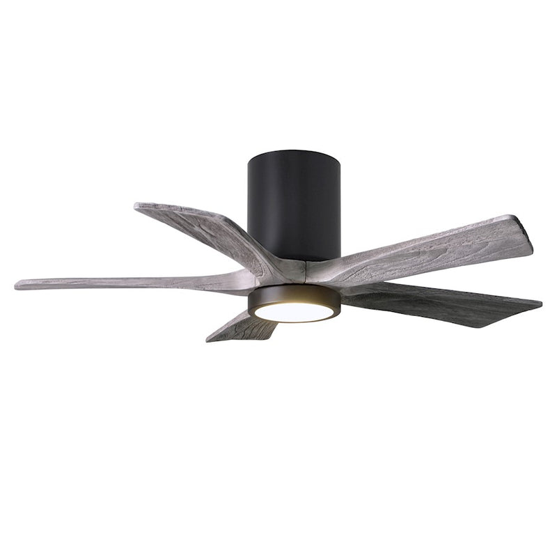 Matthews Fan Atlas Irene-HLK 42in 5-Blade Flush Mount Ceiling Fan | Matte Black and Barn Wood with LED Light | Bedroom | Model IR5HLK-BK-BW-42