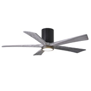 Matthews Fan Atlas Irene-HLK 52in 5-Blade Flush Mount Ceiling Fan | Matte Black and Barn Wood with LED Light | Bedroom | Model IR5HLK-BK-BW-52