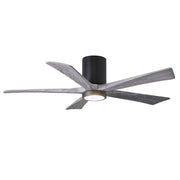 Matthews Fan Atlas Irene-HLK 52in 5-Blade Flush Mount Ceiling Fan | Matte Black and Barn Wood with LED Light | Bedroom | Model IR5HLK-BK-BW-52