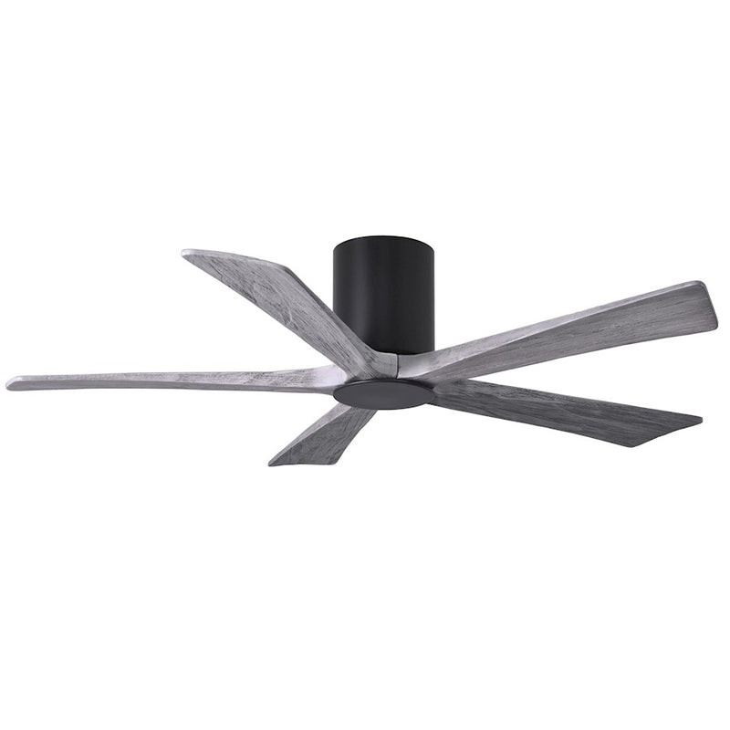Matthews Fan Atlas Irene-HLK 52in 5-Blade Flush Mount Ceiling Fan | Matte Black and Barn Wood with LED Light | Bedroom | Model IR5HLK-BK-BW-52