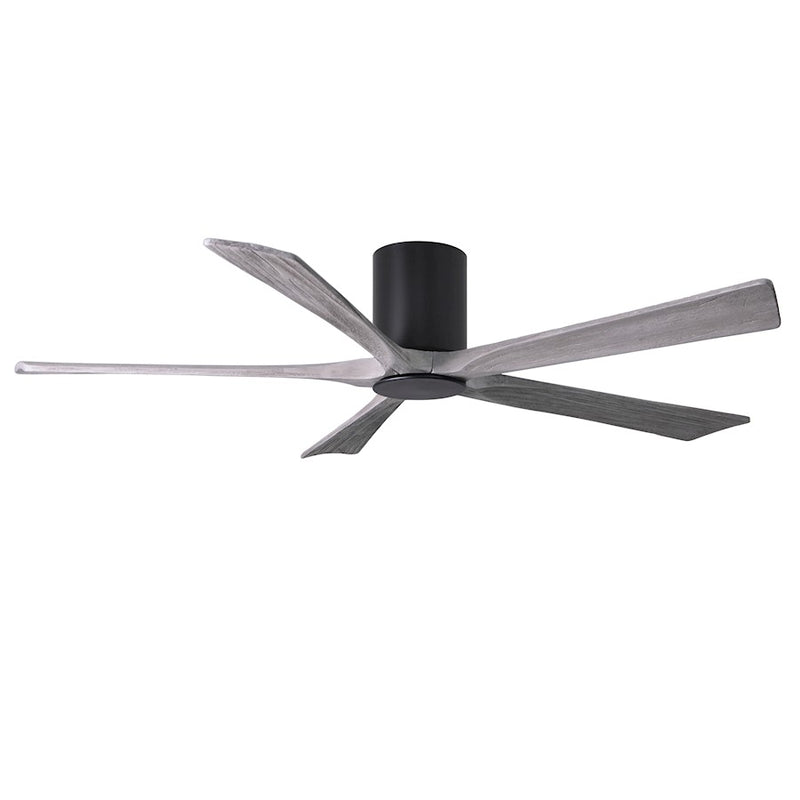 Matthews Fan Atlas Irene-HLK 60in 5-Blade Flush Mount Ceiling Fan | Matte Black and Barn Wood with LED Light | Bedroom | Model IR5HLK-BK-BW-60