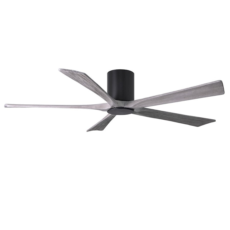Matthews Fan Atlas Irene-HLK 60in 5-Blade Flush Mount Ceiling Fan | Matte Black and Barn Wood with LED Light | Bedroom | Model IR5HLK-BK-BW-60