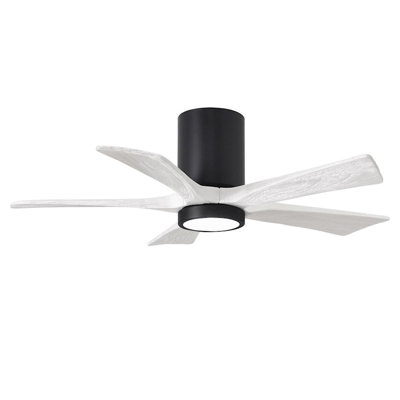 Matthews Fans Irene-5HLK 42in 5-Blade Flush Mount Ceiling Fan | Contemporary Matte Black and Matte White Wood | Bedroom | Model IR5HLK-BK-MWH-42
