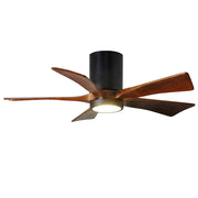 Matthews Fan Irene-HLK 42in 5-Blade Flush Mount Ceiling Fan | Matte Black and Walnut Wood Blades | Bedroom & Living Room | Model IR5HLK-BK-WA-42