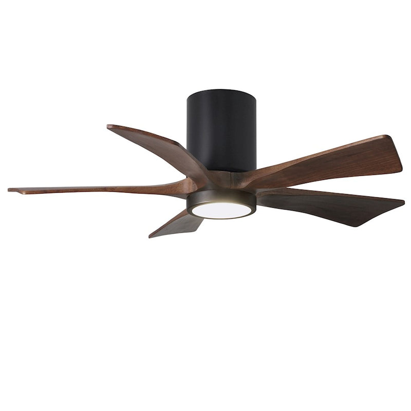 Matthews Fan Irene-HLK 42in 5-Blade Flush Mount Ceiling Fan | Matte Black and Walnut Wood Blades | Bedroom & Living Room | Model IR5HLK-BK-WA-42