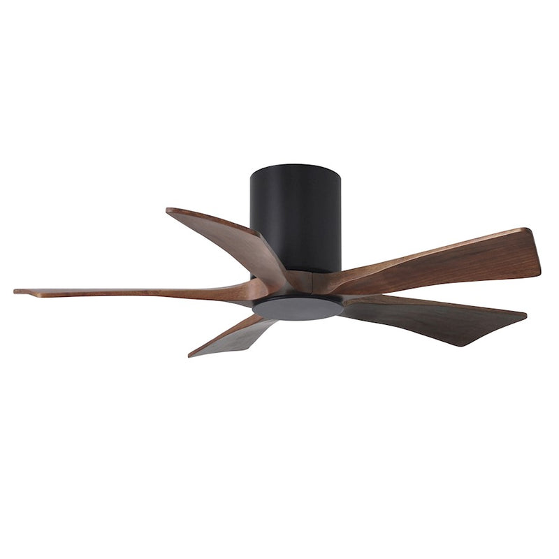 Matthews Fan Irene-HLK 42in 5-Blade Flush Mount Ceiling Fan | Matte Black and Walnut Wood Blades | Bedroom & Living Room | Model IR5HLK-BK-WA-42