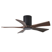 Matthews Fan Irene-HLK 42in 5-Blade Flush Mount Ceiling Fan | Matte Black and Walnut Wood Blades | Bedroom & Living Room | Model IR5HLK-BK-WA-42