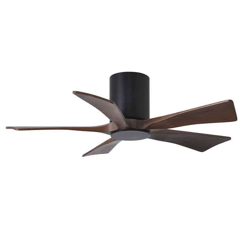 Matthews Fan Irene-HLK 42in 5-Blade Flush Mount Ceiling Fan | Matte Black and Walnut Wood Blades | Bedroom & Living Room | Model IR5HLK-BK-WA-42