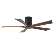 Matthews Fan Irene-HLK 52in 5-Blade Flush Mount Ceiling Fan | Matte Black and Walnut Wood Blades | Bedroom & Living Room | Model IR5HLK-BK-WA-52