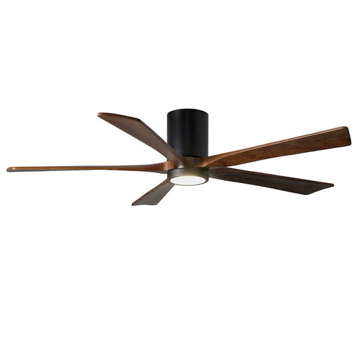 Matthews Fan Irene-HLK 60in 5-Blade Flush Mount Ceiling Fan | Matte Black and Walnut Wood Blades | Bedroom & Living Room | Model IR5HLK-BK-WA-60