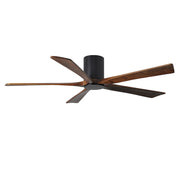 Matthews Fan Irene-HLK 60in 5-Blade Flush Mount Ceiling Fan | Matte Black and Walnut Wood Blades | Bedroom & Living Room | Model IR5HLK-BK-WA-60