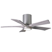 Matthews Fan Irene-HLK 42in 5-Blade Flush Mount Ceiling Fan | Brushed Nickel and Barn Wood Blades | Bedroom & Living Room | Model IR5HLK-BN-BW-42