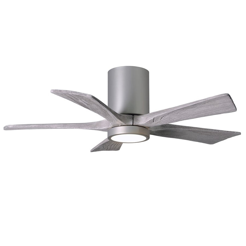 Matthews Fan Irene-HLK 42in 5-Blade Flush Mount Ceiling Fan | Brushed Nickel and Barn Wood Blades | Bedroom & Living Room | Model IR5HLK-BN-BW-42