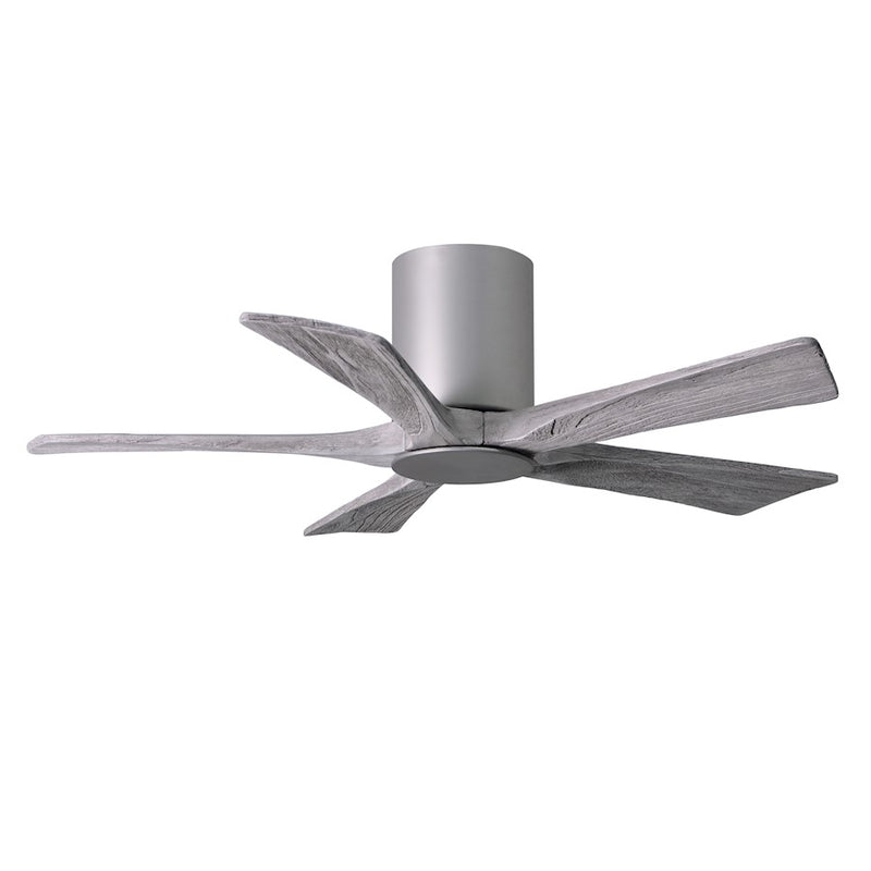 Matthews Fan Irene-HLK 42in 5-Blade Flush Mount Ceiling Fan | Brushed Nickel and Barn Wood Blades | Bedroom & Living Room | Model IR5HLK-BN-BW-42