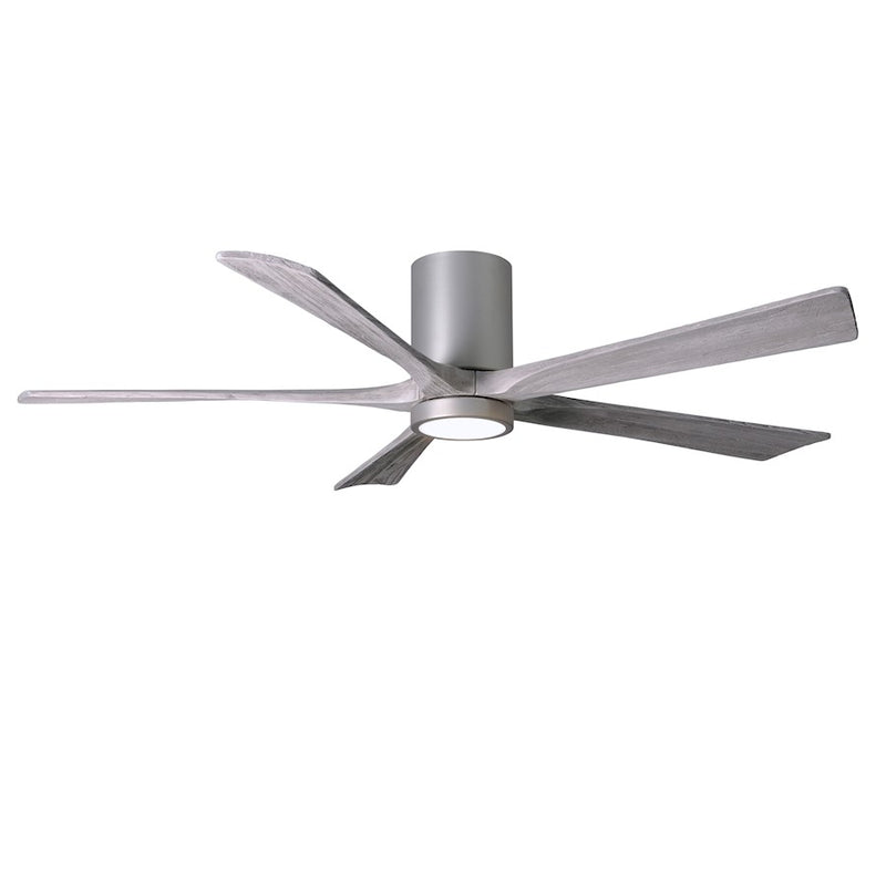 Matthews Fan Irene-HLK 60in 5-Blade Flush Mount Ceiling Fan | Brushed Nickel and Barn Wood Solid Wood Blades | Living Room | Model IR5HLK-BN-BW-60
