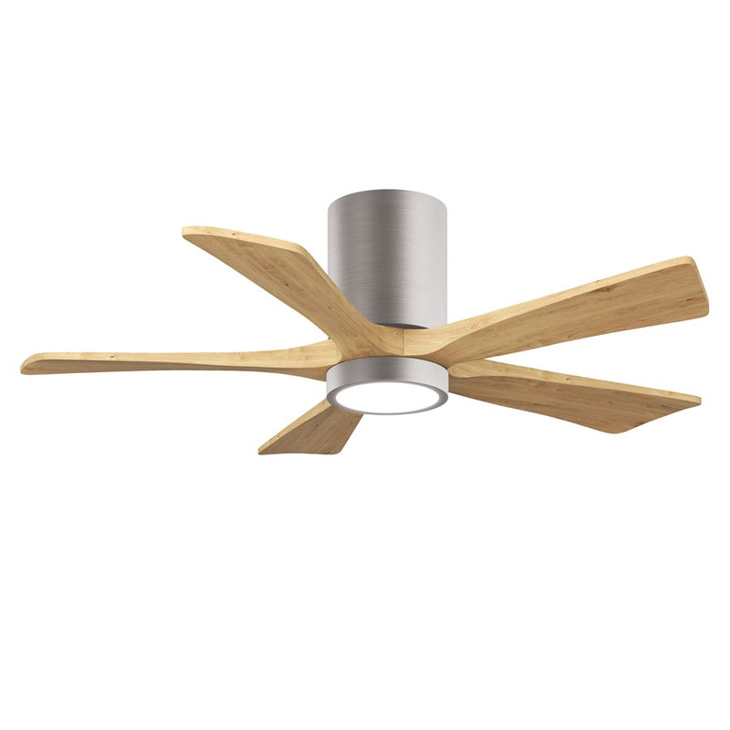 Matthews Fans Irene-5HLK 42in 5-Blade Flush Mount Ceiling Fan | Contemporary Brushed Nickel and Light Maple Wood | Bedrooms | Model IR5HLK-BN-LM-42