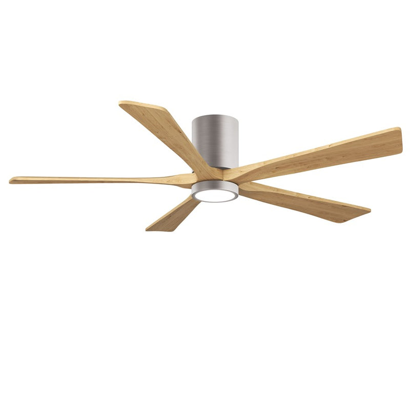 Matthews Fans Irene-5HLK 60in 5-Blade Flush Mount Ceiling Fan | Contemporary Brushed Nickel and Light Maple Wood | Great | Model IR5HLK-BN-LM-60