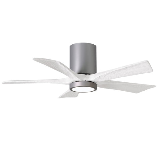 Matthews Fans Irene-5HLK 42in 5-Blade Flush Mount Ceiling Fan | Contemporary Brushed Nickel and Matte White Wood | Bedrooms | Model IR5HLK-BN-MWH-42