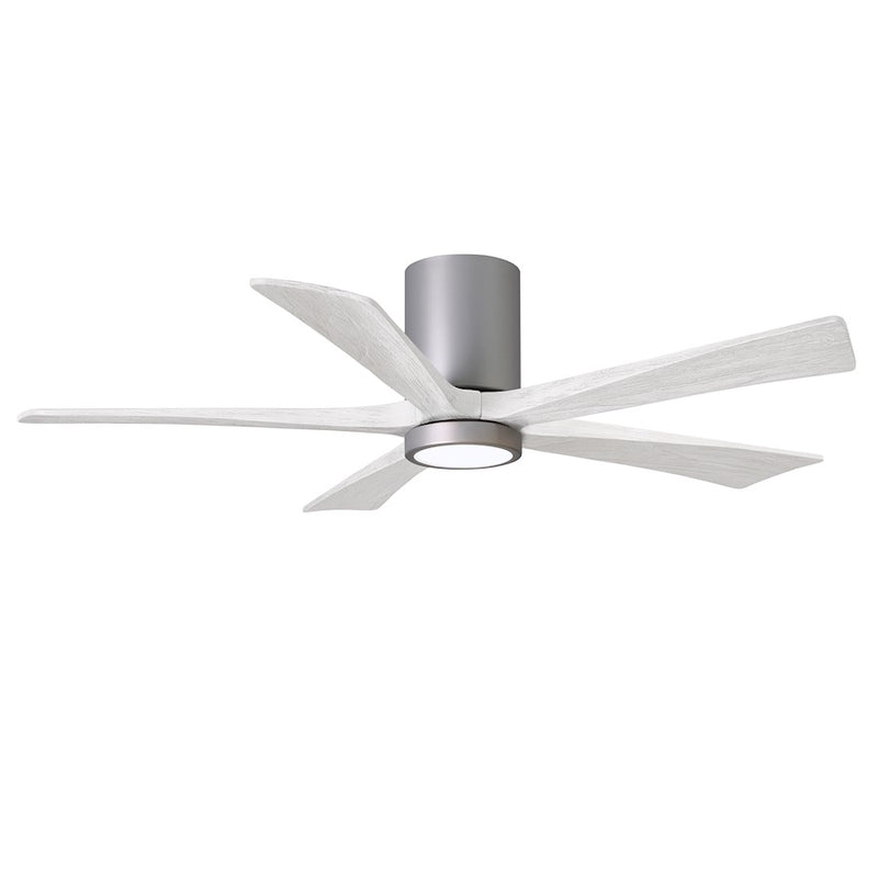 Matthews Fans Irene 5HLK 52in 5-Blade Ceiling Fan | Brushed Nickel and Matte White Wood Blades | Bedroom & Living Room | Model IR5HLK-BN-MWH-52