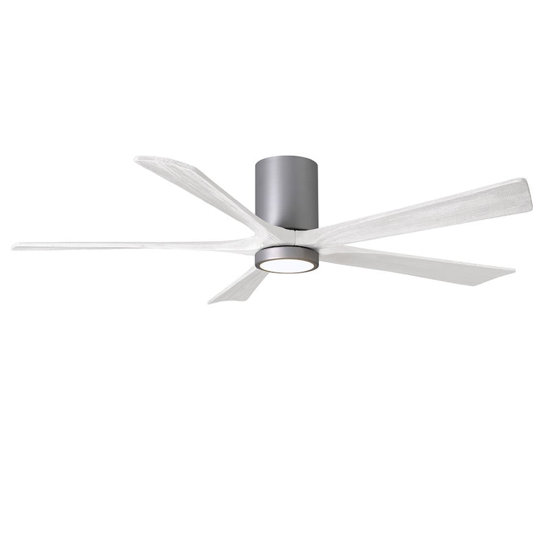 Matthews Fans Irene 5HLK 60in 5-Blade Ceiling Fan | Brushed Nickel and Matte White Wood Blades | Bedroom & Living Room | Model IR5HLK-BN-MWH-60