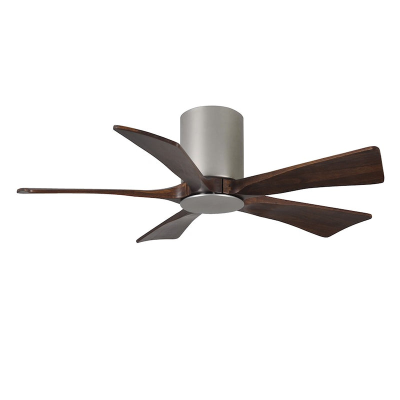 Matthews Fan Irene-HLK 42in 5-Blade Flush Mount Ceiling Fan | Brushed Nickel and Walnut Solid Wood Blades | Bedroom & Living | Model IR5HLK-BN-WA-42