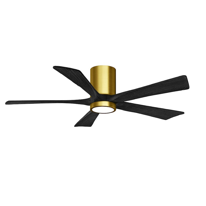 Matthews Fans Irene-5HLK 52in 5-Blade Ceiling Fan | Brushed Brass and Matte Black Solid Wood Blades | Living Room & Bedroom | Model IR5HLK-BRBR-BK-52