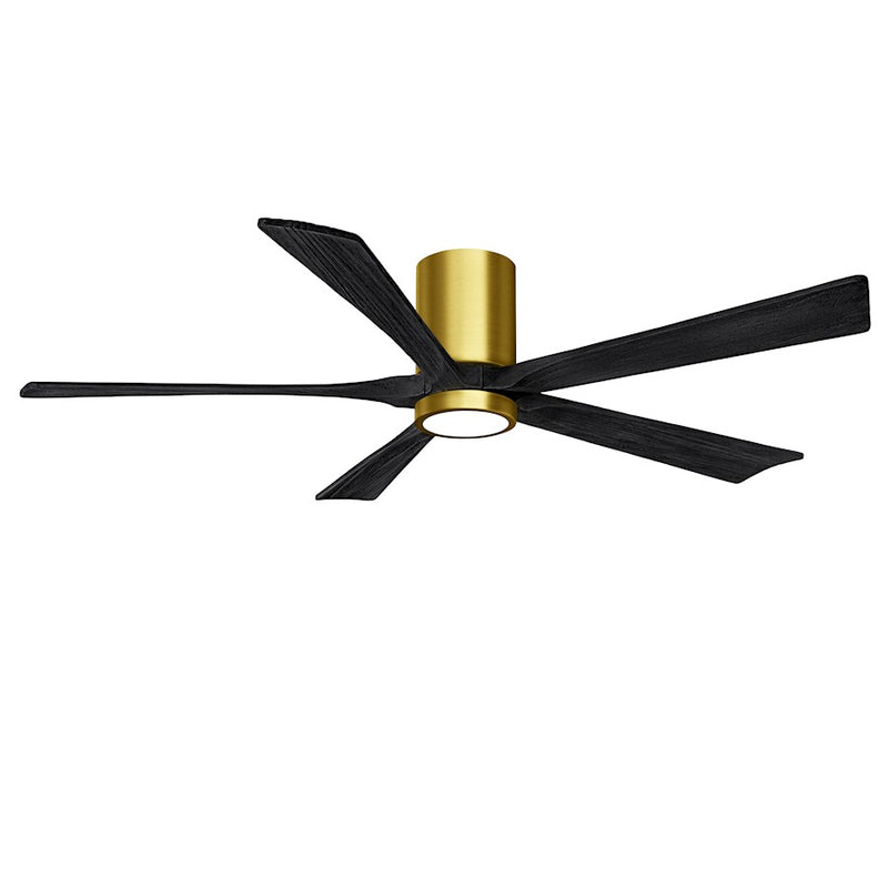 Matthews Fans Irene-5HLK 60in 5-Blade Ceiling Fan | Brushed Brass and Matte Black Solid Wood Blades | Living Room & Great | Model IR5HLK-BRBR-BK-60