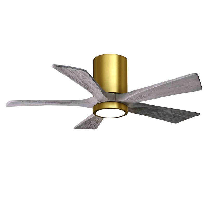 Matthews Fans Irene 5HLK 42in 5-Blade Ceiling Fan | Brushed Brass and Barnwood Wood Blades | Bedroom & Living Room | Model IR5HLK-BRBR-BW-42