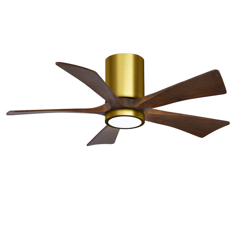 Matthews Fans Irene 5HLK 42in 5-Blade Ceiling Fan | Brushed Brass and Walnut Solid Wood | Bedroom & Dining Room | Model IR5HLK-BRBR-WA-42