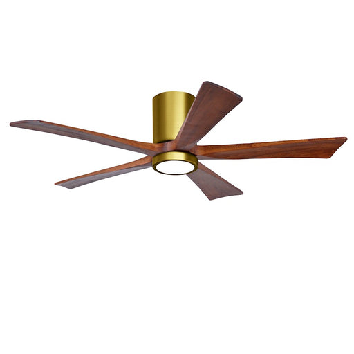 Matthews Fans Irene 5HLK 52in 5-Blade Ceiling Fan | Brushed Brass and Walnut Solid Wood | Living Room & Covered Patio | Model IR5HLK-BRBR-WA-52