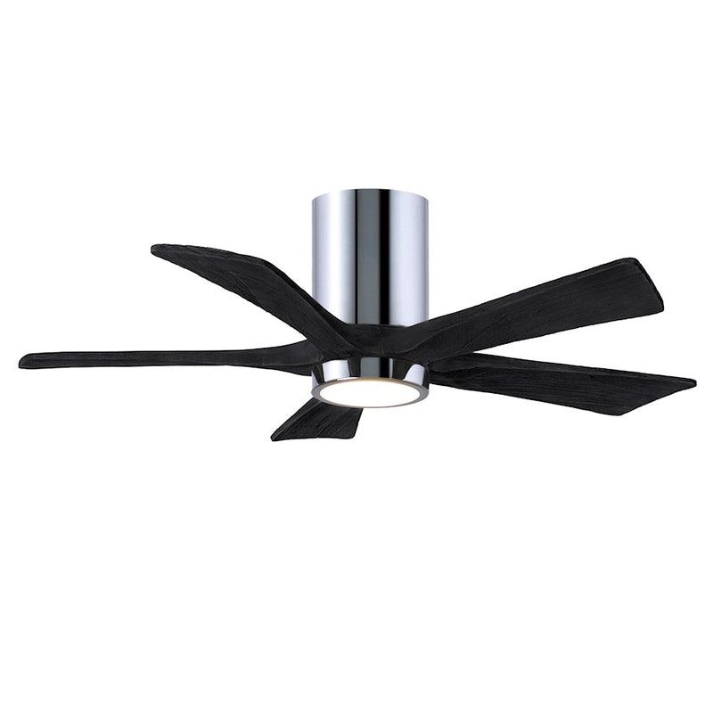 Matthews Fans Irene 5HLK 42in 5-Blade Ceiling Fan | Contemporary Polished Chrome and Matte Black Wood Blades | Bedroom | Model IR5HLK-CR-BK-42