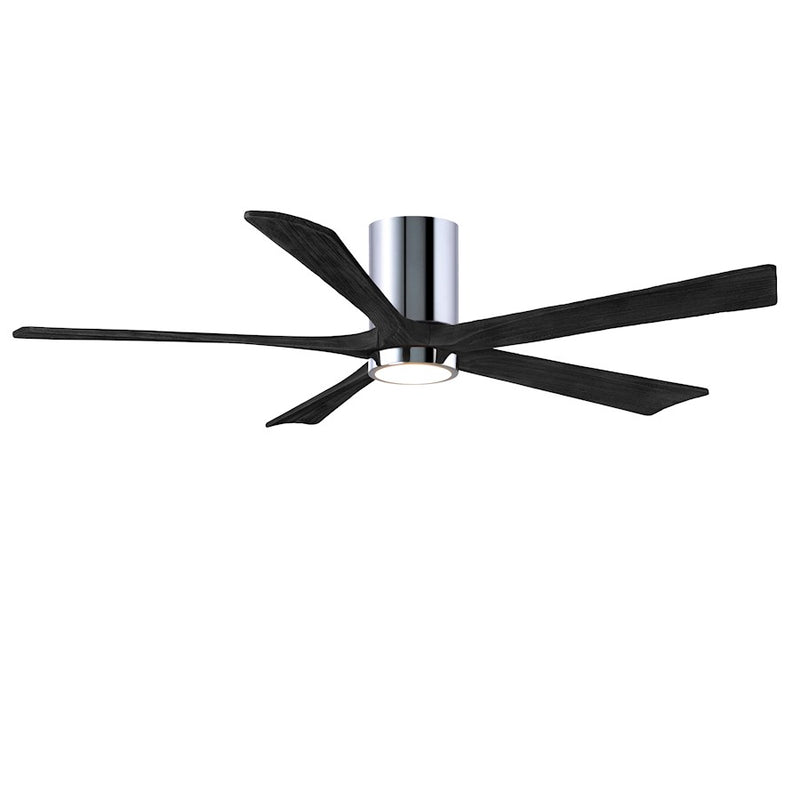 Matthews Fans Irene 5HLK 60in 5-Blade Ceiling Fan | Contemporary Polished Chrome and Matte Black Wood Blades | Bedroom | Model IR5HLK-CR-BK-60