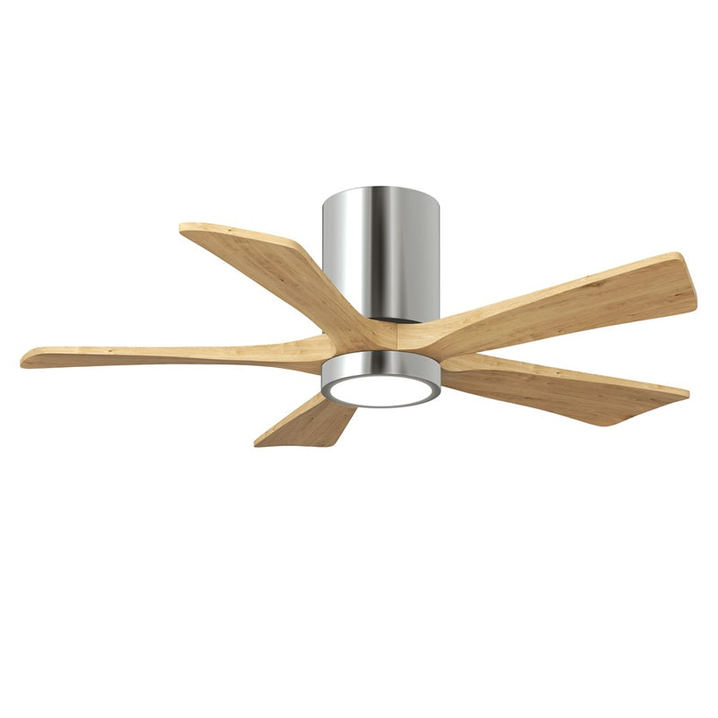 Matthews Fans Irene 5HLK 42in 5-Blade Flush Mount Ceiling Fan | Contemporary Polished Chrome and Light Maple Wood Blades | Model IR5HLK-CR-LM-42